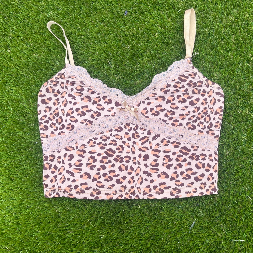 Y2K Cheetah Print Tank Top W/ bow